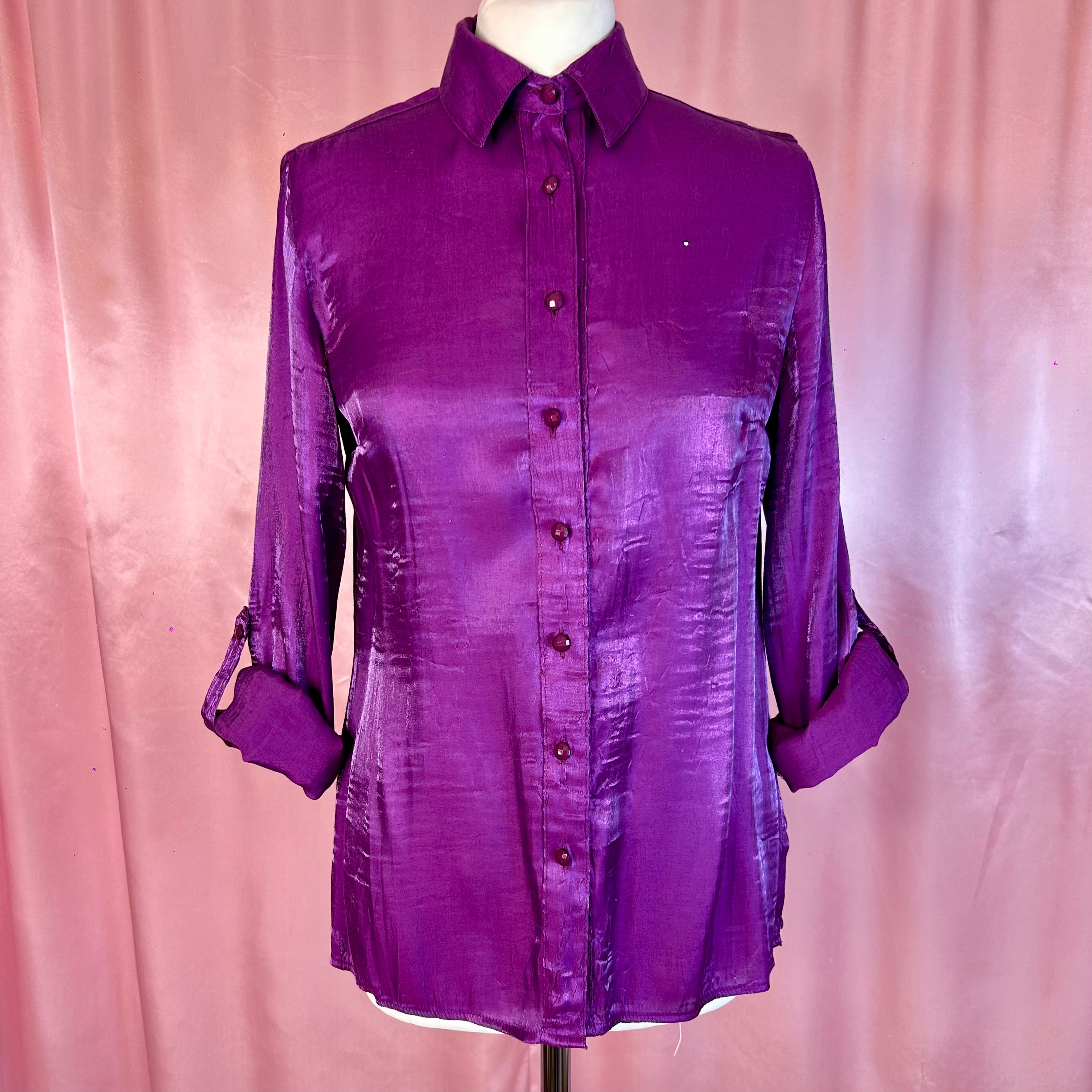 1990s Silky Purple blouse, by Elementz, size 10