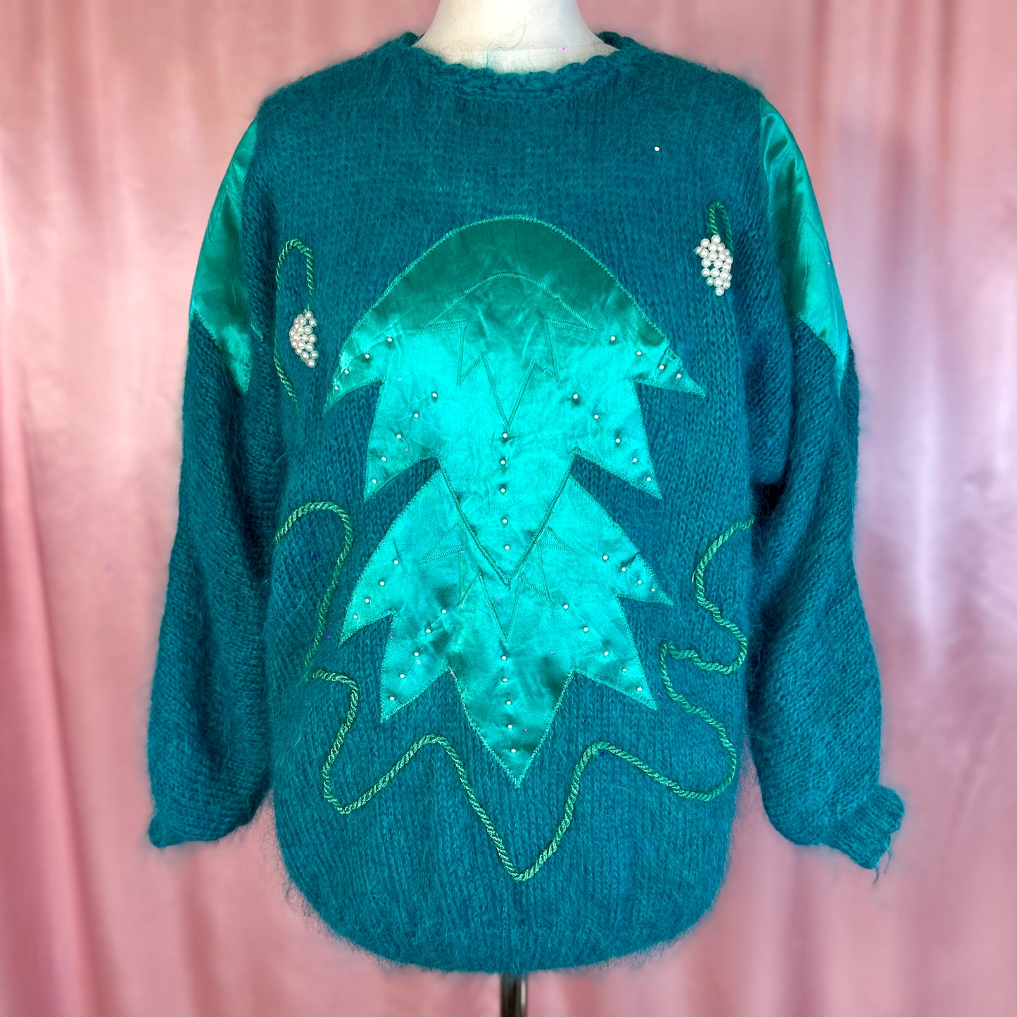 1980s Teal mohair jumper, unbranded, size 10