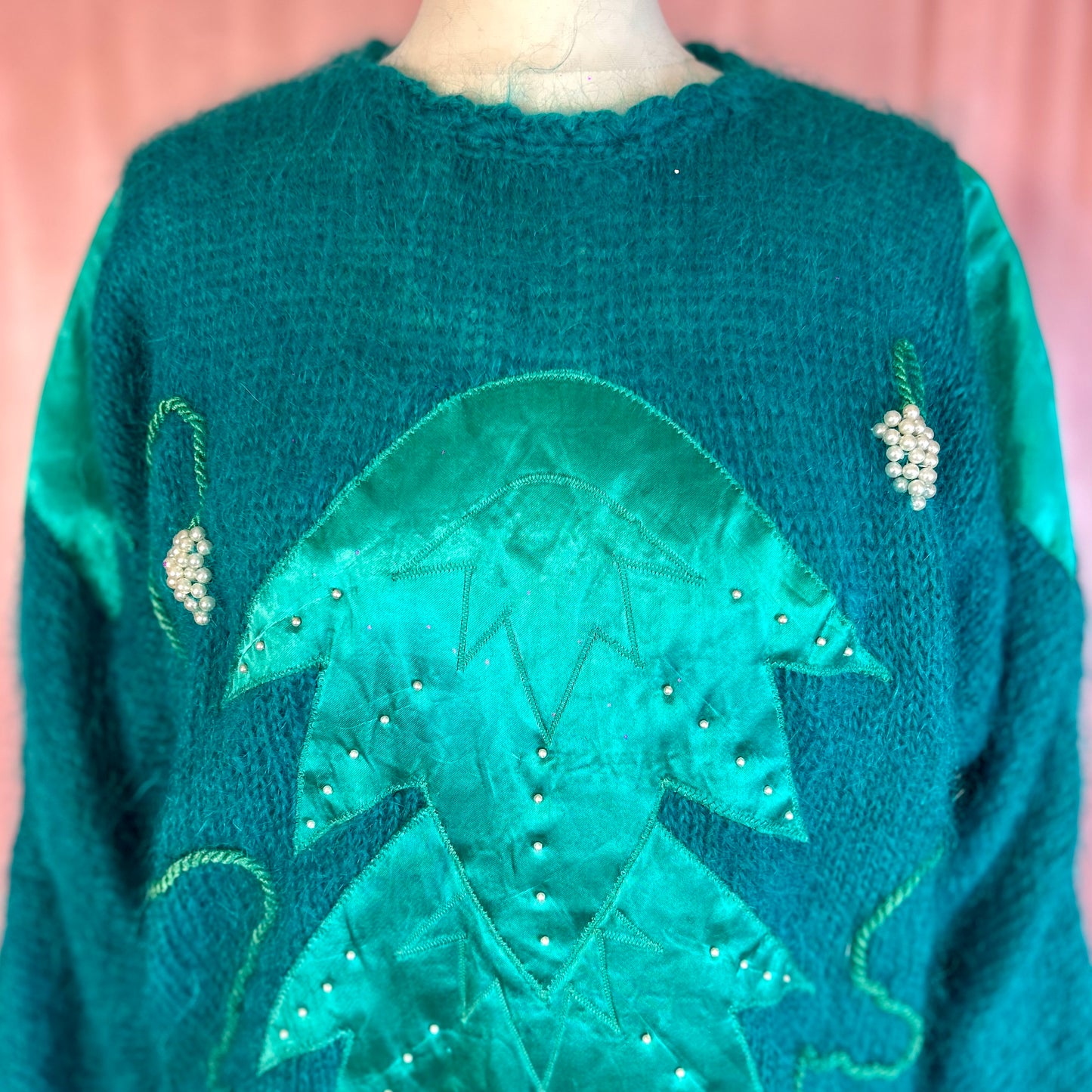 1980s Teal mohair jumper, unbranded, size 10