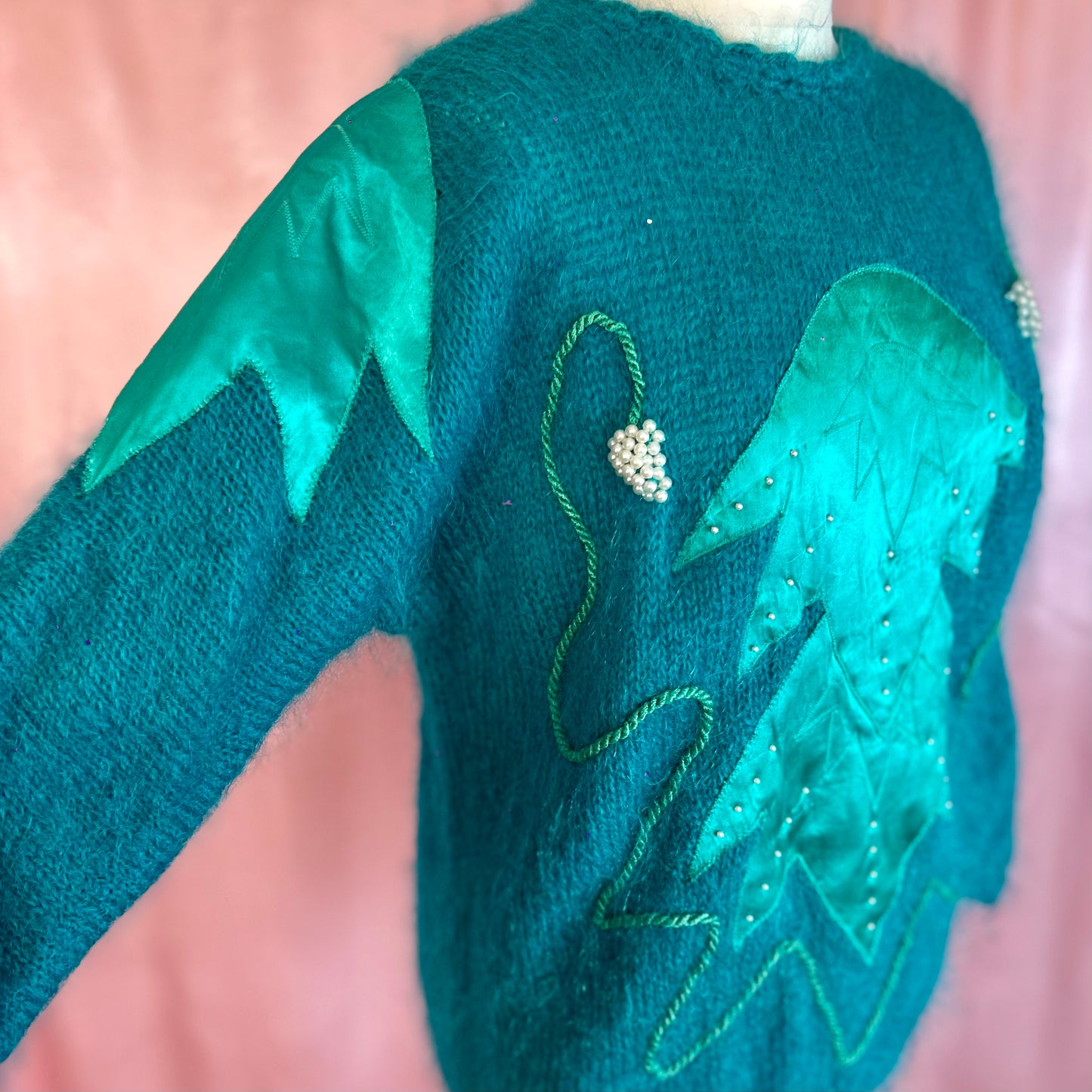 1980s Teal mohair jumper, unbranded, size 10