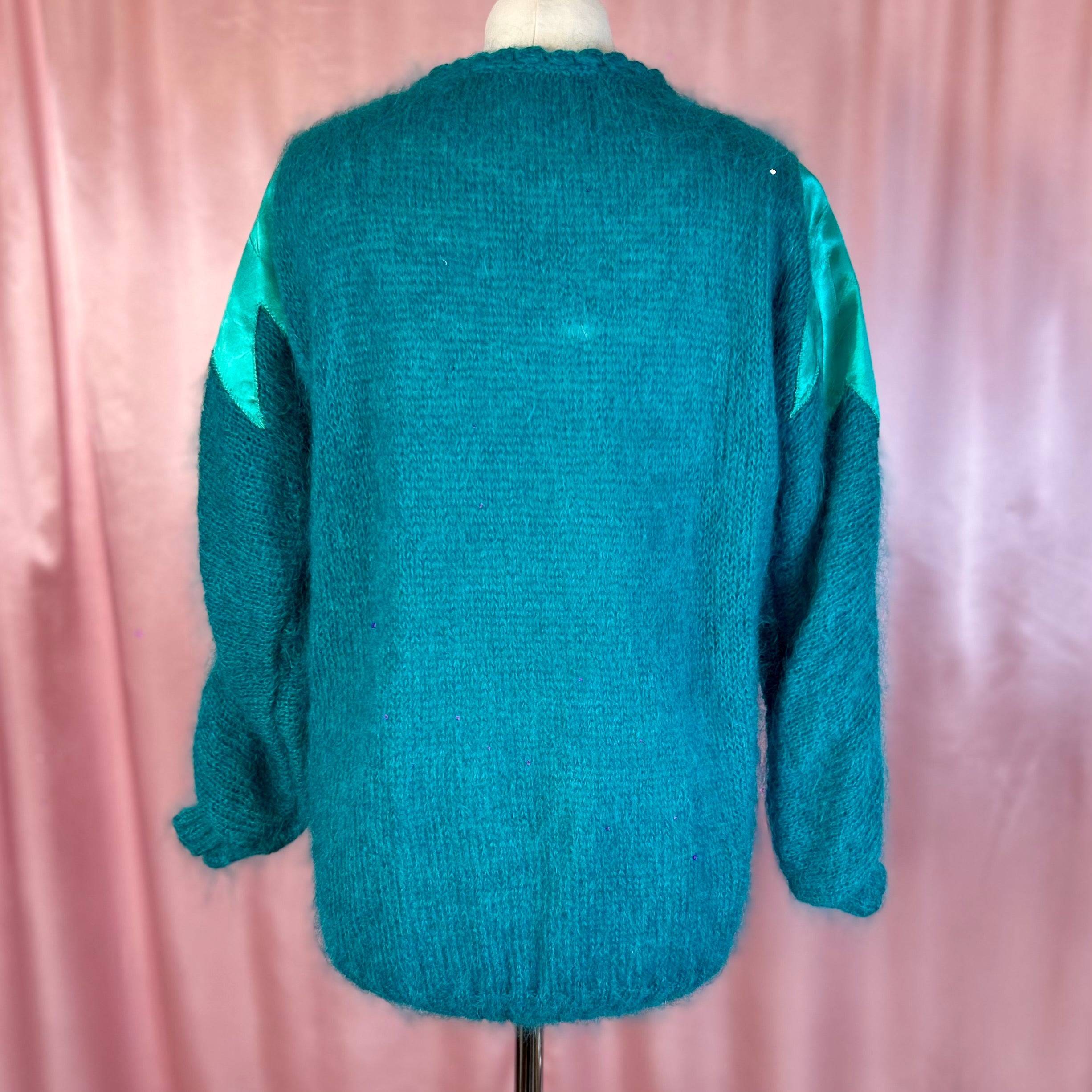 1980s Teal mohair jumper, unbranded, size 10