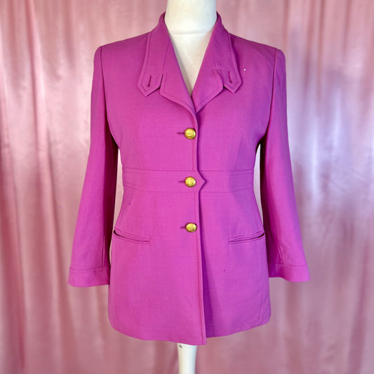 1990s Pink wool jacket, by Louis Feraud, size 14/16