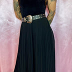 1980s Black pleated midaxi skirt, by Next, size 8