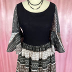 1970s Black prairie dress, by Richard Shops, size 6