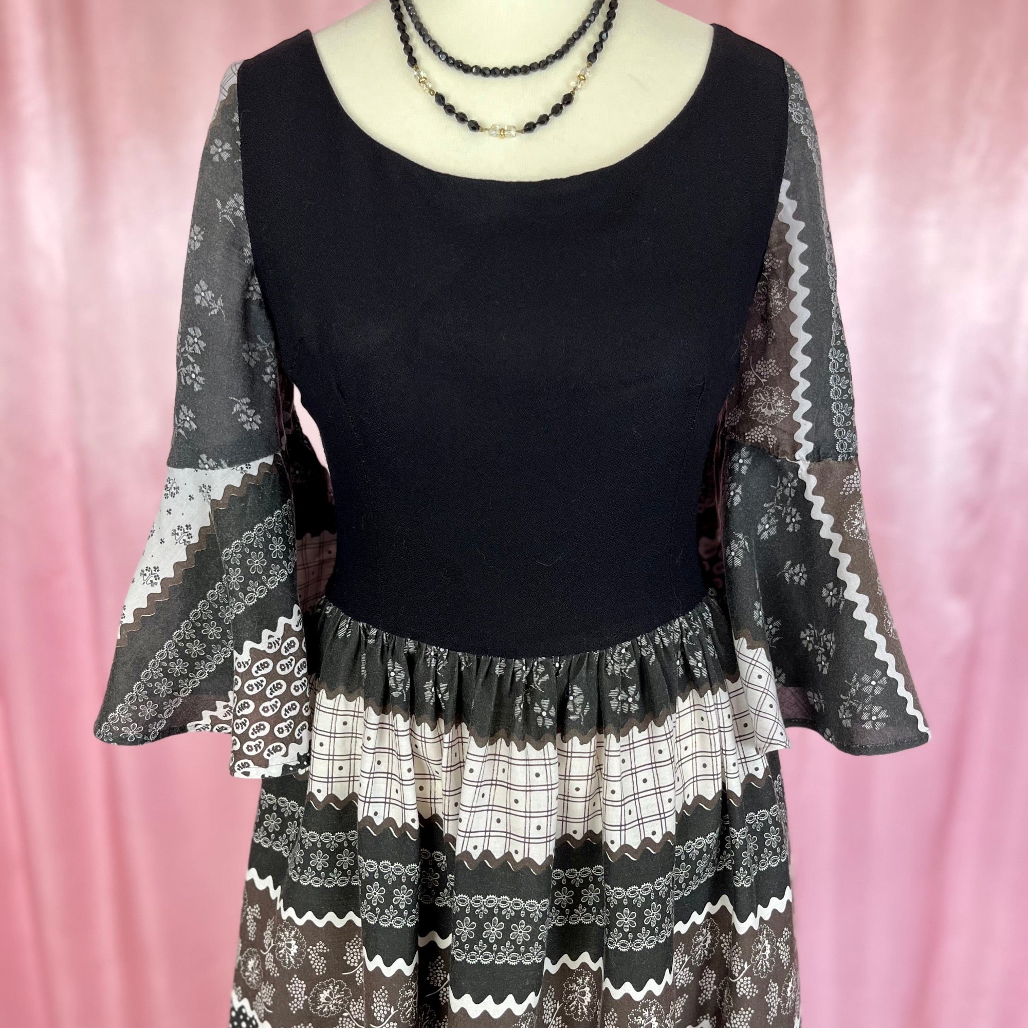 1970s Black prairie dress, by Richard Shops, size 6