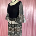 1970s Black prairie dress, by Richard Shops, size 6