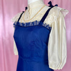 1970 Navy prairie dress, by Weise Festmoden, size 12