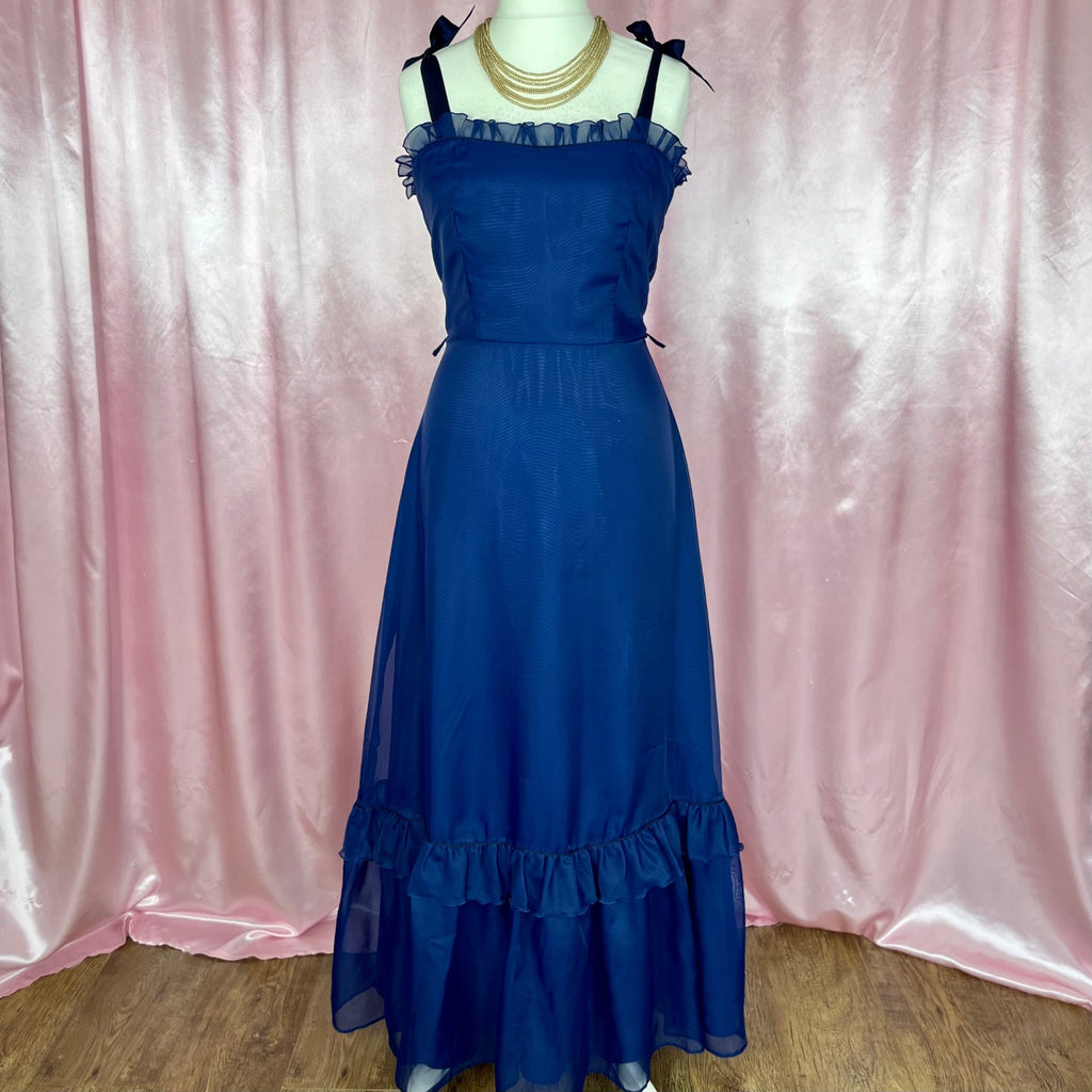 1970 Navy prairie dress, by Weise Festmoden, size 12