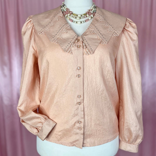 1980s statement silky blouse, Meico, size 16