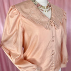 1980s statement silky blouse, Meico, size 16
