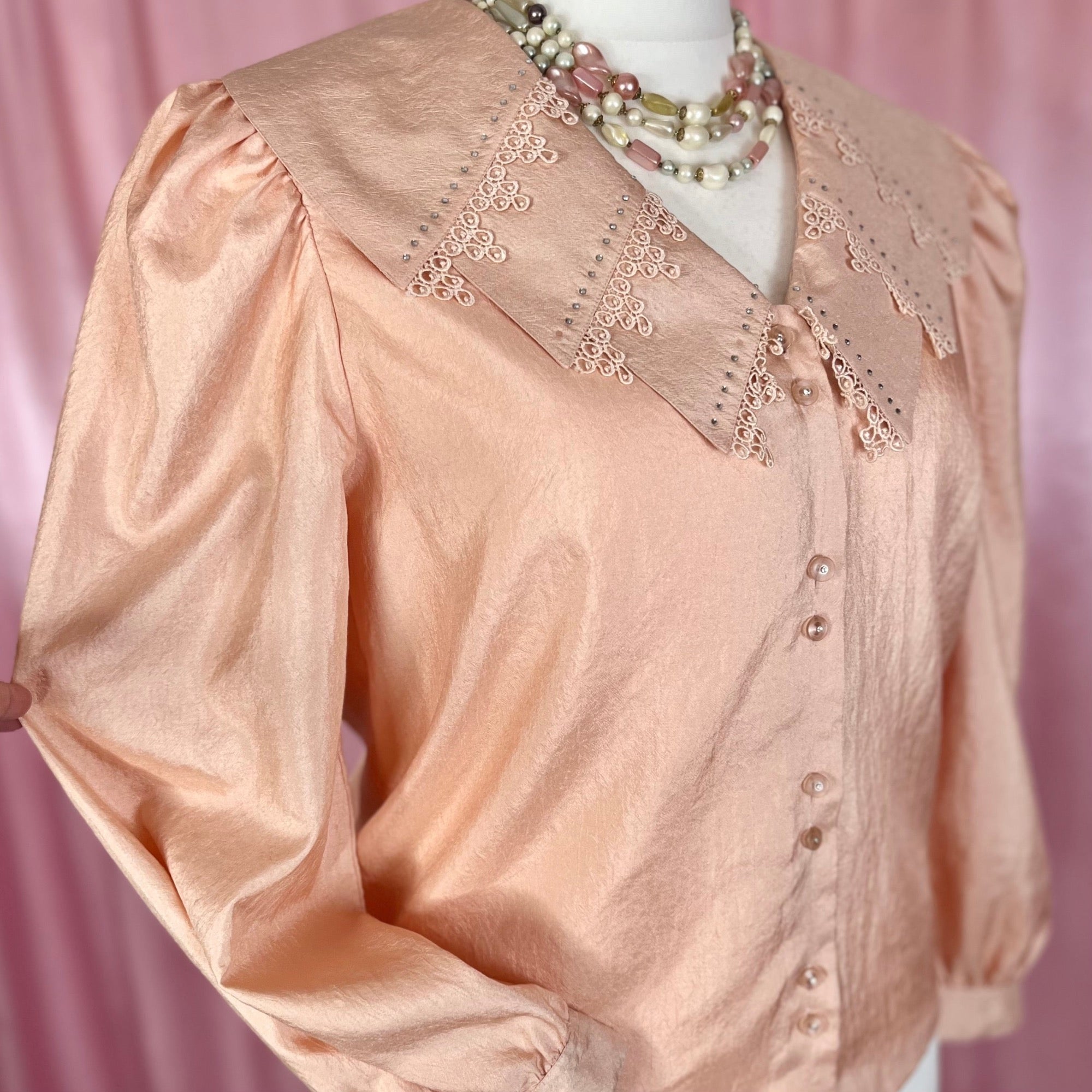 1980s statement silky blouse, Meico, size 16