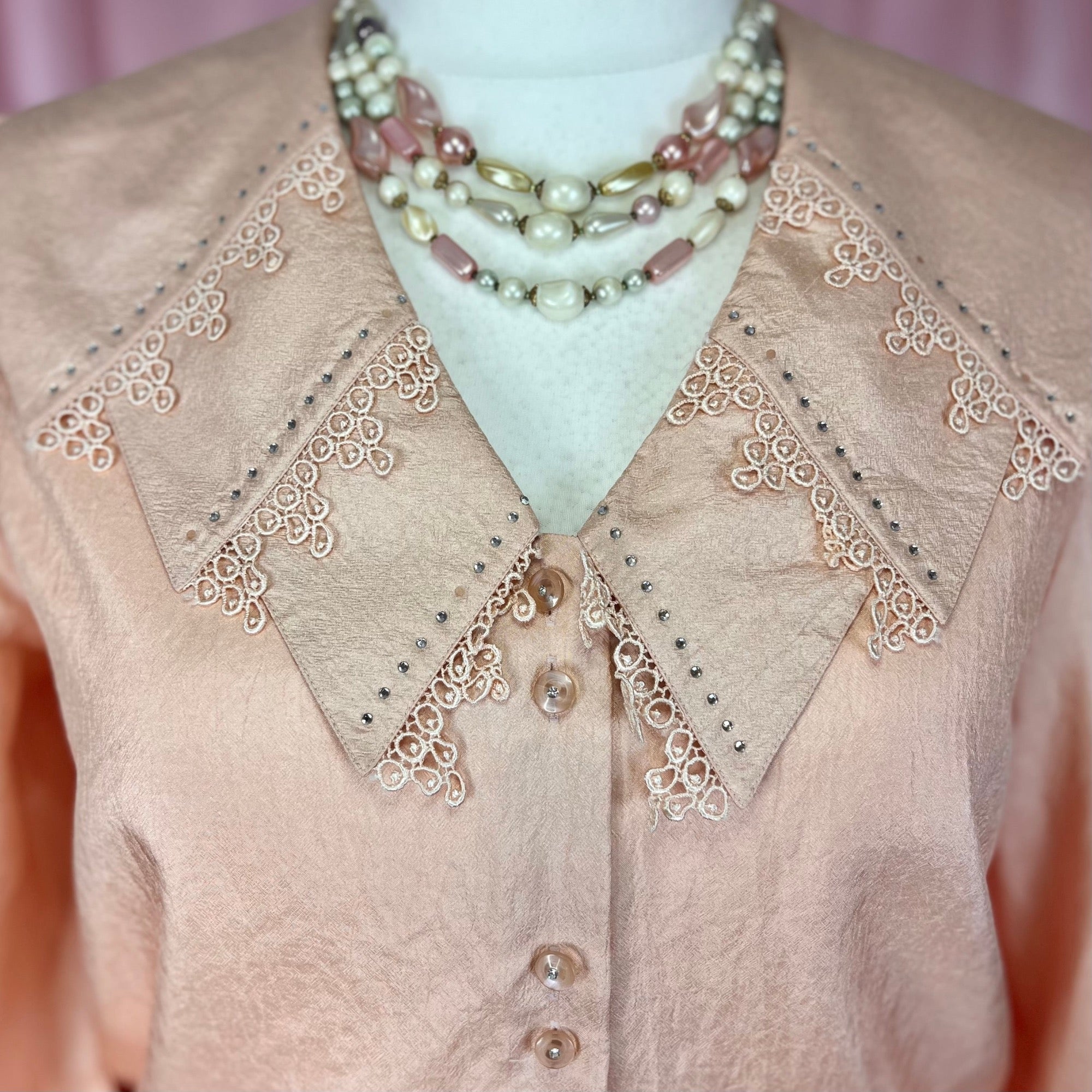 1980s statement silky blouse, Meico, size 16