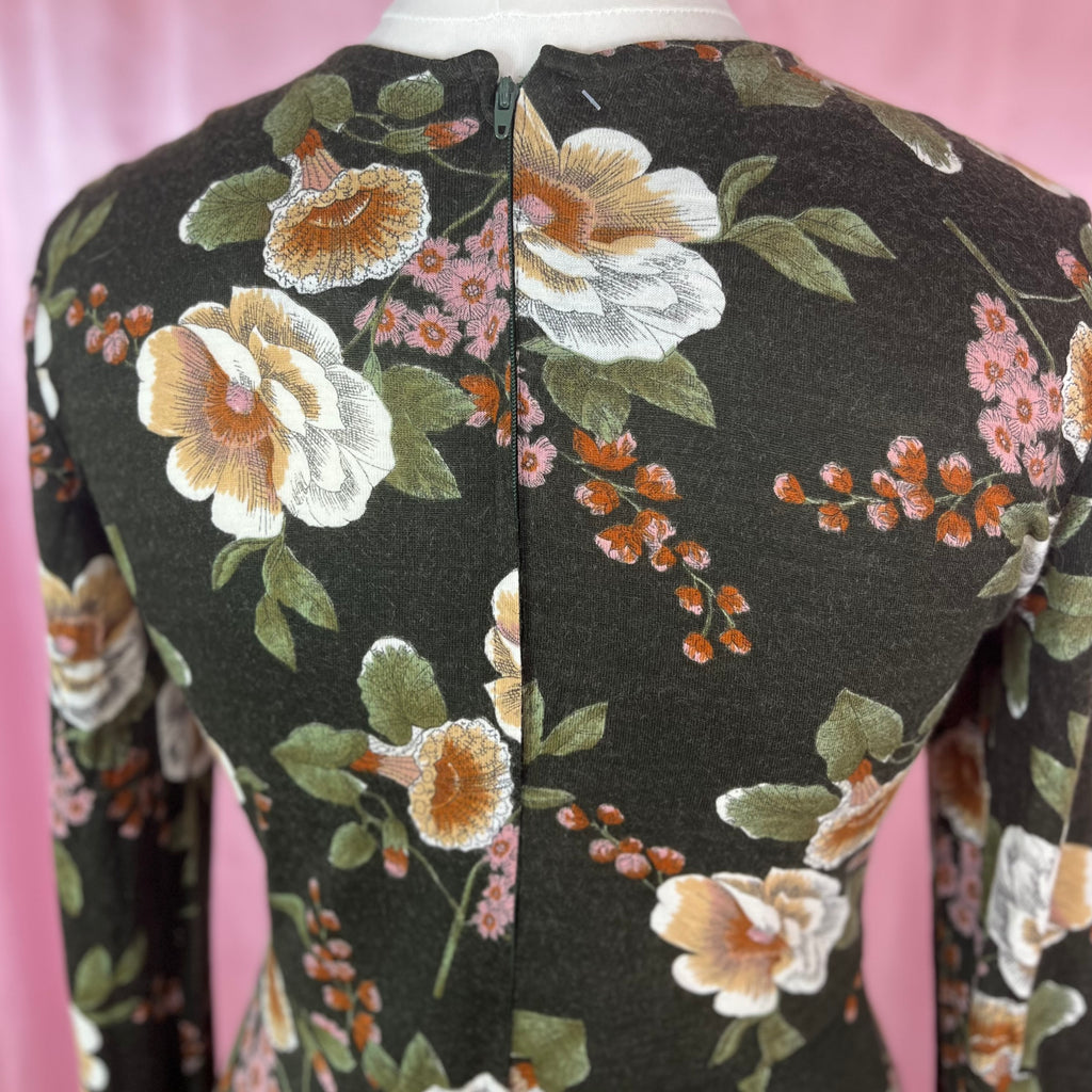 1970s floral jersey maxi dress, by Eastex, size 12