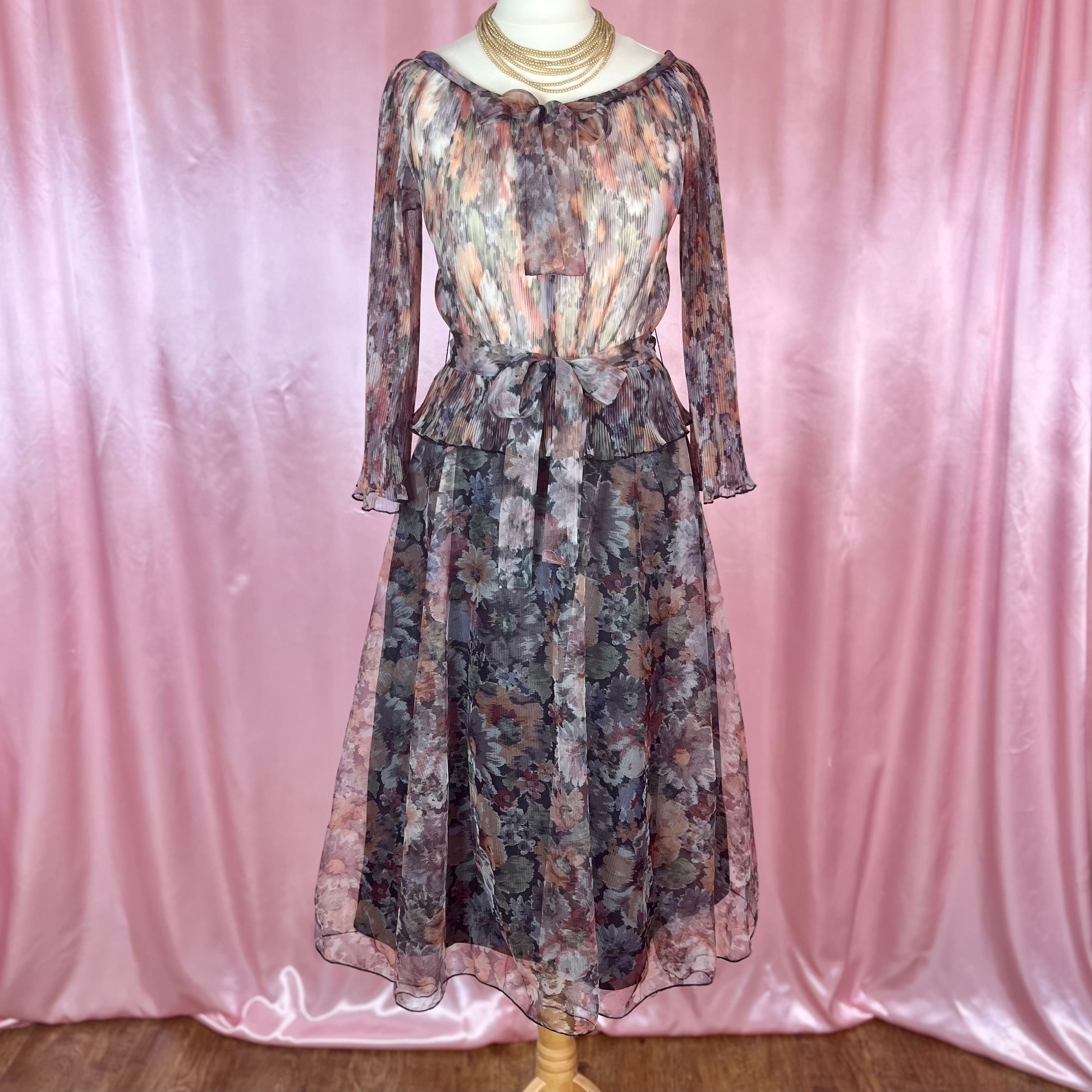 1970s Sheer floral dress, by Karida, size 6