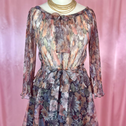 1970s Sheer floral dress, by Karida, size 6