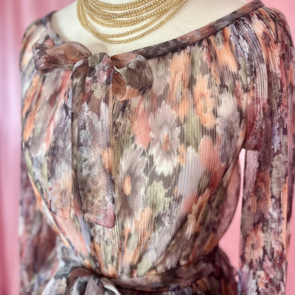 1970s Sheer floral dress, by Karida, size 6