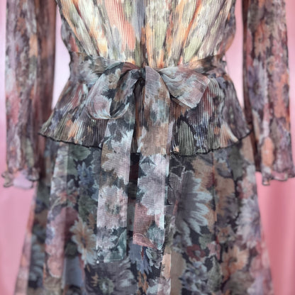 1970s Sheer floral dress, by Karida, size 6