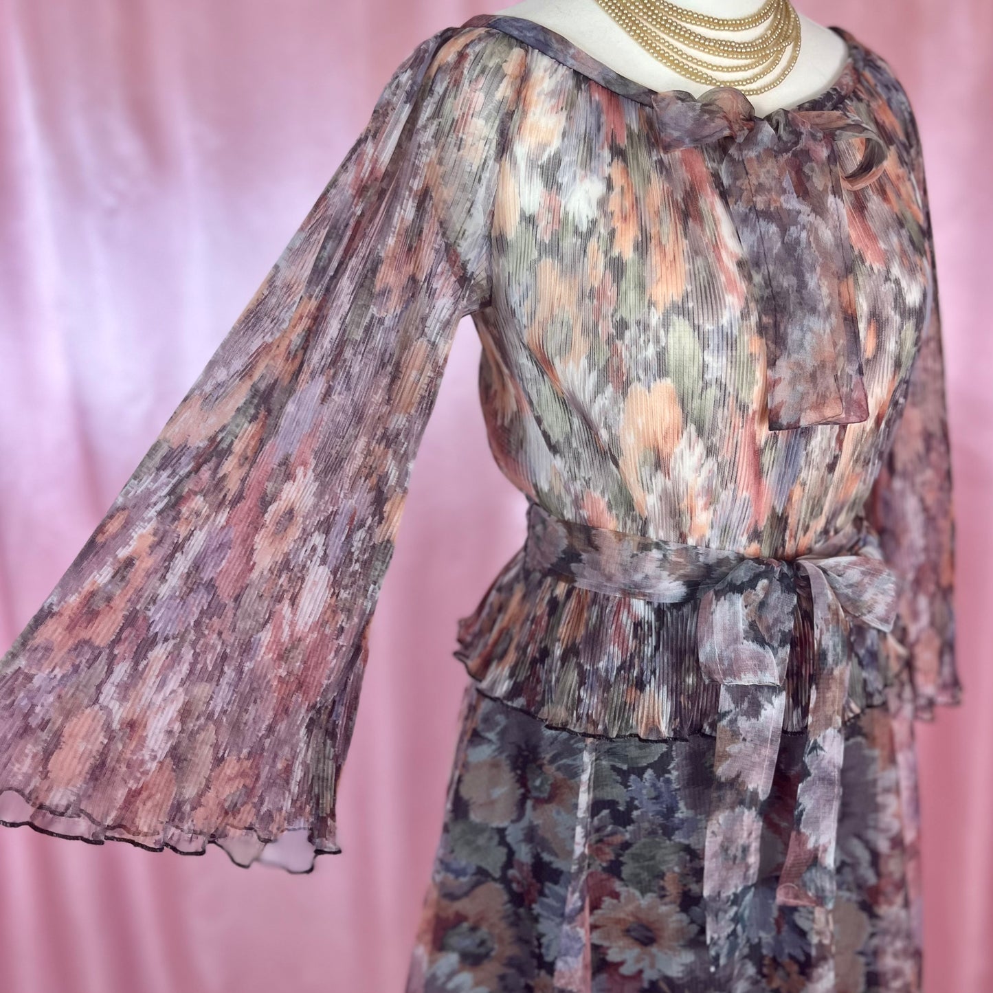 1970s Sheer floral dress, by Karida, size 6