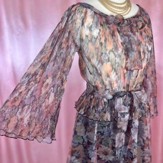 1970s Sheer floral dress, by Karida, size 6