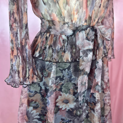 1970s Sheer floral dress, by Karida, size 6