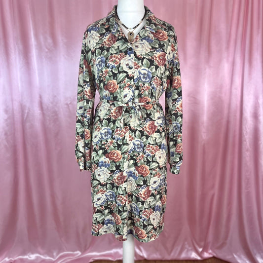 1980s Floral knitted dress, unbranded, size 14