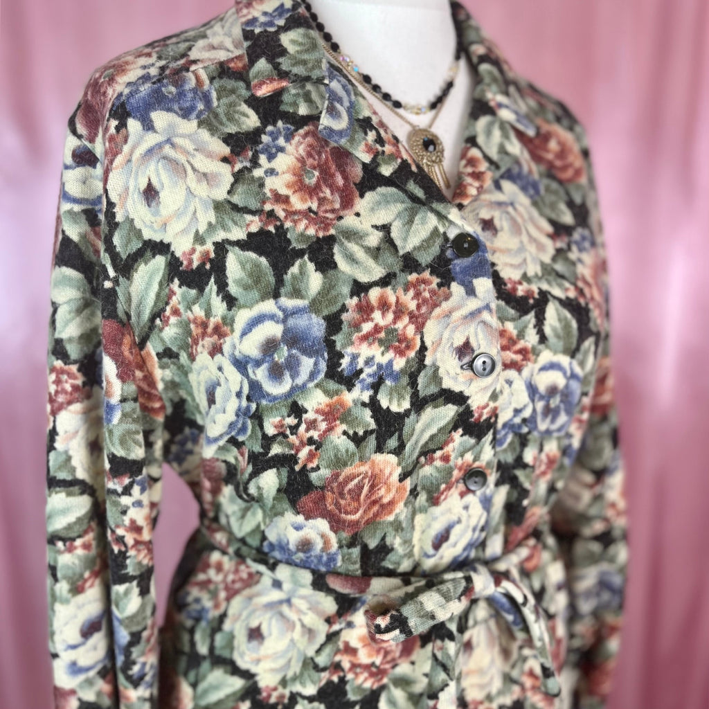 1980s Floral knitted dress, unbranded, size 14