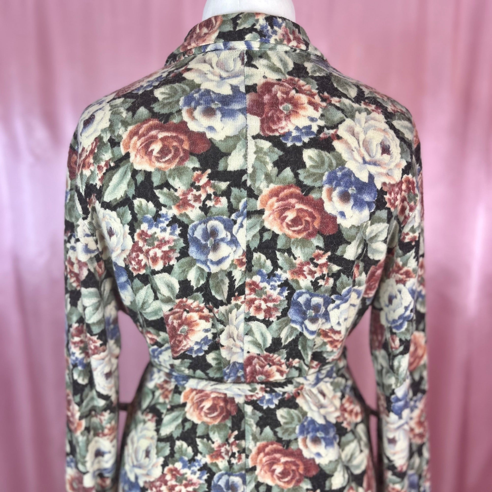 1980s Floral knitted dress, unbranded, size 14