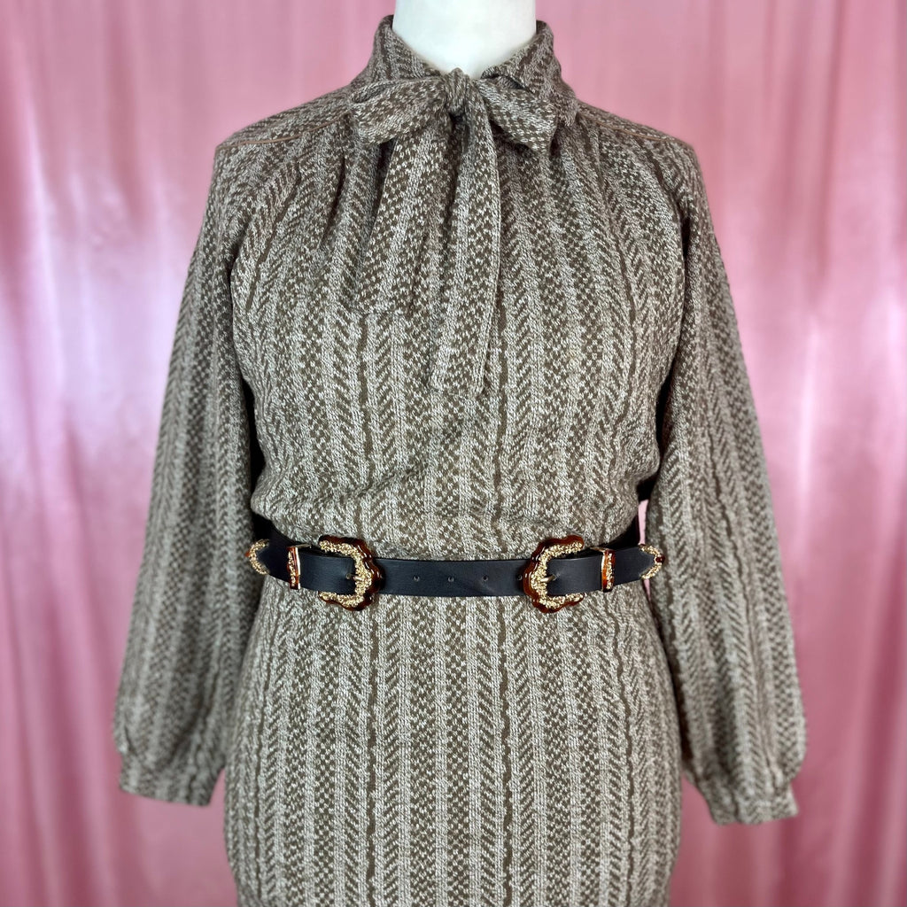 1980s Brown knitted dress, unbranded, size 16
