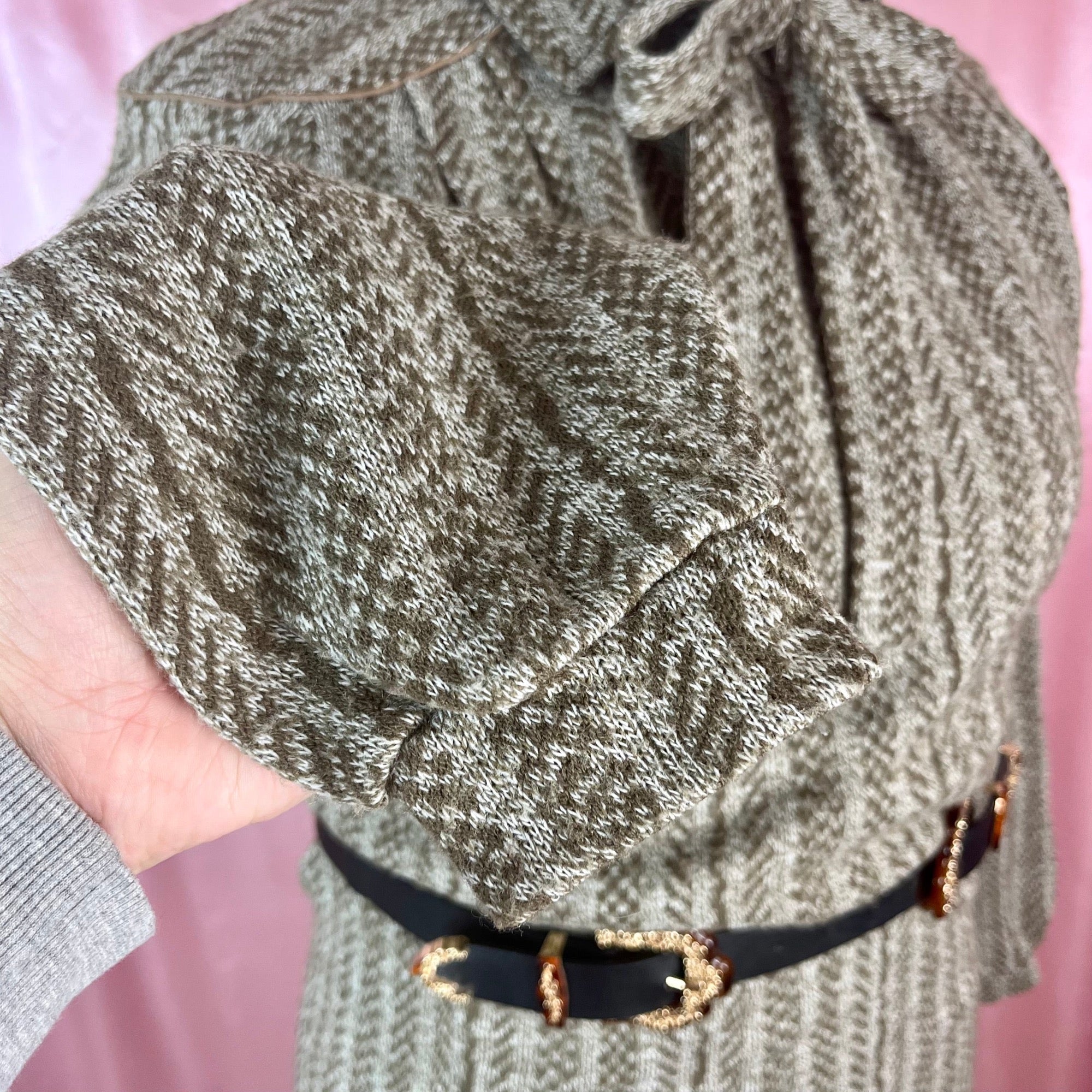 1980s Brown knitted dress, unbranded, size 16