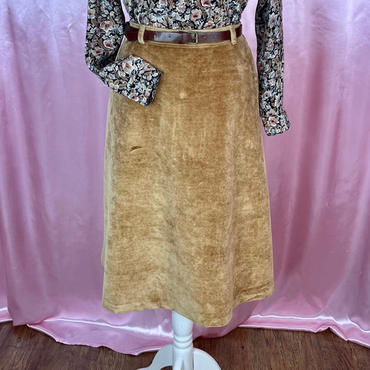 1970s Golden velvet skirt, by Lapidus, size 12