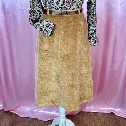 1970s Golden velvet skirt, by Lapidus, size 12