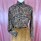 1980s Black & Brown floral blouse, by Mia, size 14
