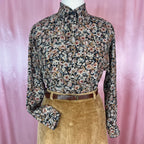 1980s Black & Brown floral blouse, by Mia, size 14