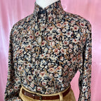 1980s Black & Brown floral blouse, by Mia, size 14