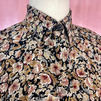 1980s Black & Brown floral blouse, by Mia, size 14