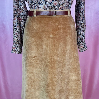 1970s Golden velvet skirt, by Lapidus, size 12