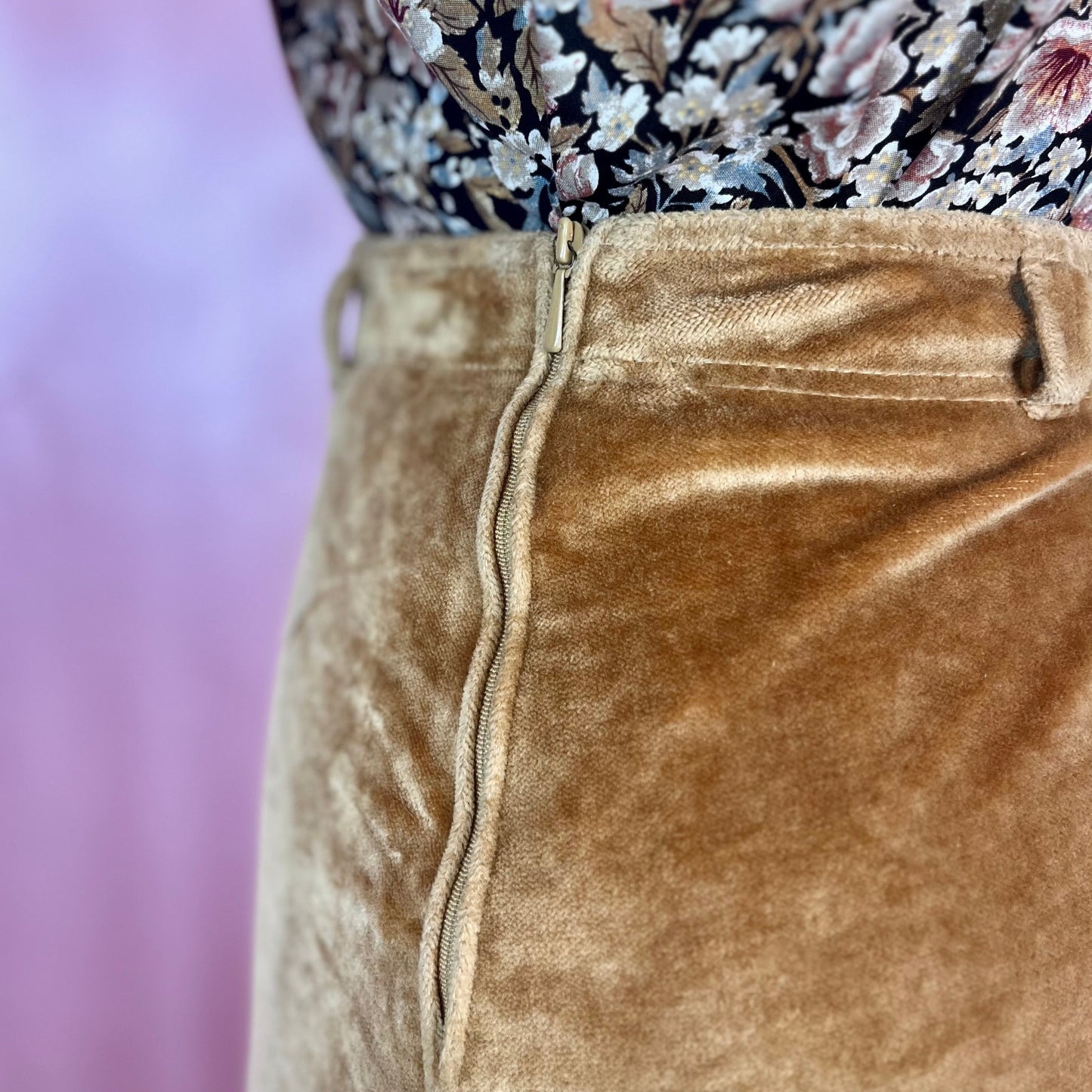 1970s Golden velvet skirt, by Lapidus, size 12