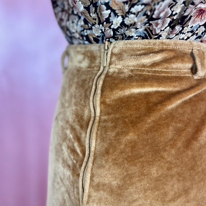 1970s Golden velvet skirt, by Lapidus, size 12