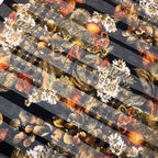 1980s Black floral & fruit print scarf, Small