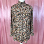 1980s Black & Brown floral blouse, by Mia, size 14