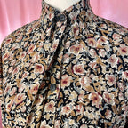 1980s Black & Brown floral blouse, by Mia, size 14
