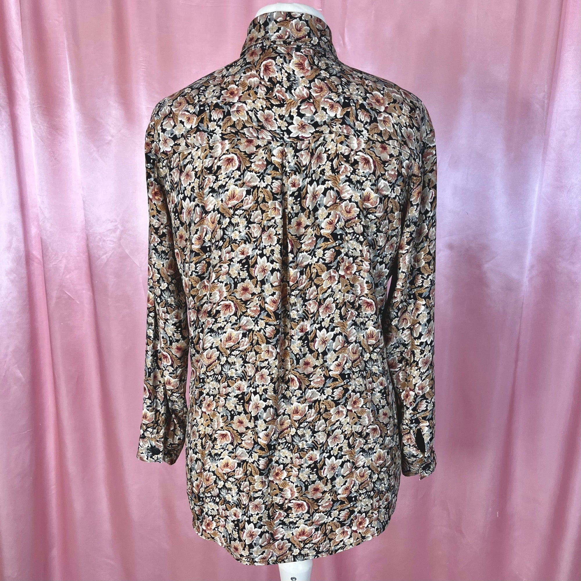 1980s Black & Brown floral blouse, by Mia, size 14