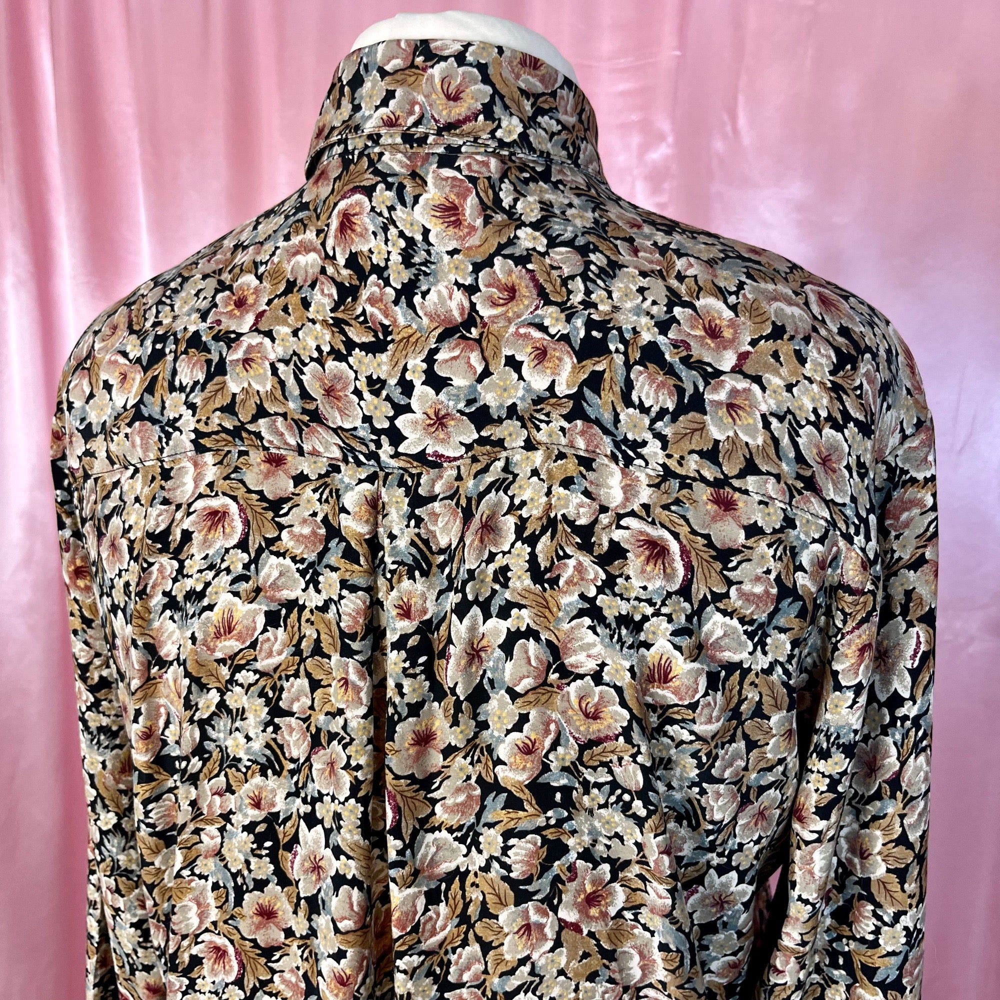 1980s Black & Brown floral blouse, by Mia, size 14