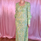 1970s Floral maxi dress, handmade, size 8