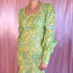 1970s Floral maxi dress, handmade, size 8