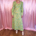 1970s Floral maxi dress, handmade, size 8