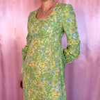 1970s Floral maxi dress, handmade, size 8