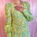 1970s Floral maxi dress, handmade, size 8