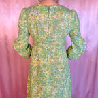 1970s Floral maxi dress, handmade, size 8