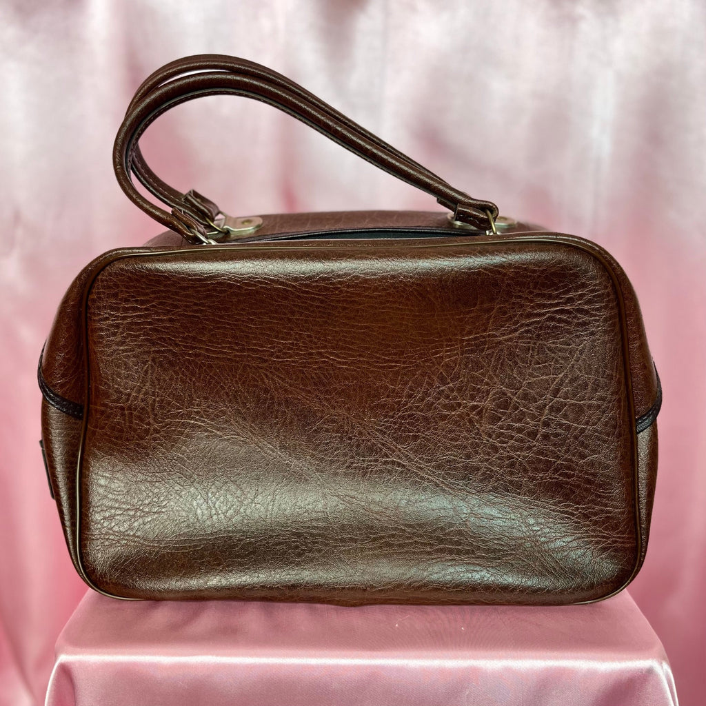 1960s brown faux leather hold-all